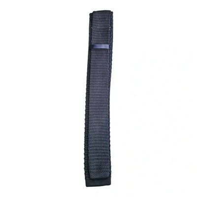 Owen Scott Navy Blue Knit Tie with 3 Star Pattern Mens Vintage Retro Wedding Formal Designer