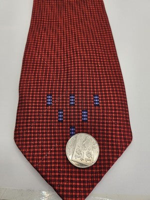 Paul Smith Silk Tie Mens Red Black Checked Blue Spots Vtg Wedding Clearance Vintage Retro