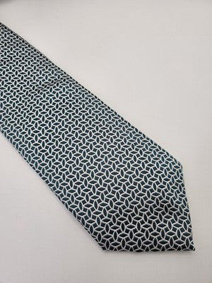 Charles Tyrwhitt Silk Tie Mens Green White Geometric Retro Wedding Neck Tie Vintage Formal
