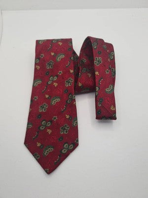 M Bardelli Red Floral pattern Mens Silk Tie Classic Designer Necktie Formal BX5 Vintage Retro