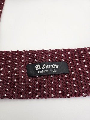 D.berite Skinny Knitted Burgundy Tie Men Polka Dot Woven Square End Necktie Mens Vintage Retro