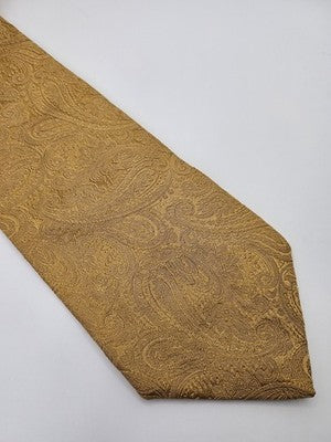 Duchamp London Silk Tie Mens Gold Paisley Textured Vtg Wedding Neck Tie Vintage Retro Formal