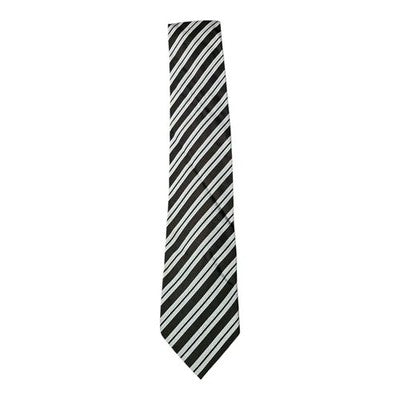 Baumler Black and Pale Blue Striped Silk Tie Mens Vintage Retro Wedding Formal Designer Classic