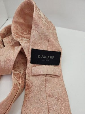 Duchamp London Silk Tie Mens Pink Floral Paisley Vtg Wedding Neck Tie Vintage Retro Formal