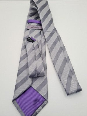 Ted Baker Grey / Silver Stripe Wedding Silk Tie | Designer Mens Tie UK  BX2 Vintage Retro