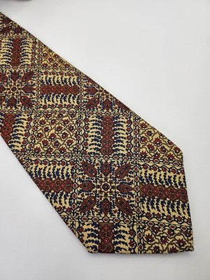 Liberty Silk Tie Mens Gold Red Blue Floral Paisley Vtg Wedding Neck Tie Vintage Retro Formal