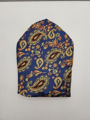 Mens Pocket Square Blue Vtg Retro Wedding Pre-Loved Vintage Poly 8''-10'' Silk Handkerchief