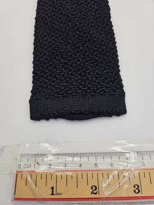 Skinny Knitted Black Tie Men Plain Woven Square End Necktie Mod Mens Vintage Retro Wedding