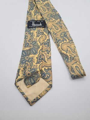 Harrods Paisley pattern Mens Silk Tie Classic Designer Necktie Formal BX9 Vintag Vintage Retro