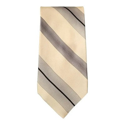 Vitaliano Pancaldi White Striped Silk Tie Mens Vintage Retro Wedding Formal Designer Classic