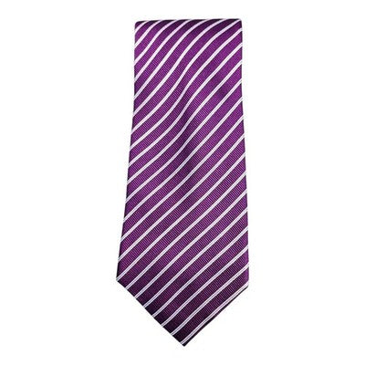 Rochas Paris Purple and White Striped Silk Tie Mens Vintage Retro Wedding Formal Designer