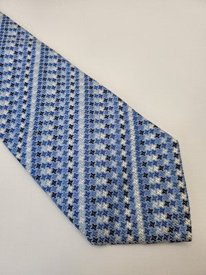 Charles Tyrwhitt Silk Tie Mens Blue White Houndstooth Geometric Wedding Neck Tie Vintage Retro