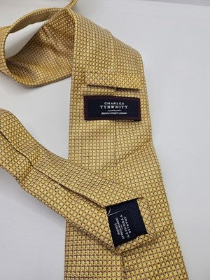 Charles Tyrwhitt Silk Tie Mens Gold Yellow Geometric Check Wedding Neck Tie Vintage Retro