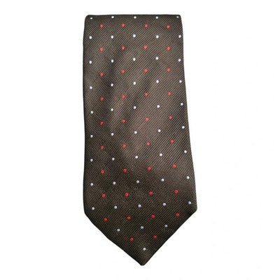 Harrods Black Spotted Silk Tie Mens Vintage Retro Wedding Formal Designer Classic Necktie