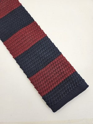 Joencole Homme Skinny Knitted Red Tie Men Striped Square End Necktie Mod Mens Vintage Retro