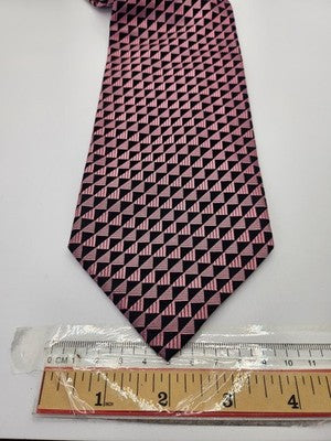 Paul Smith Silk Tie Mens Pink Black Geometric Triangles Wedding Neck Tie Vintage Retro Formal