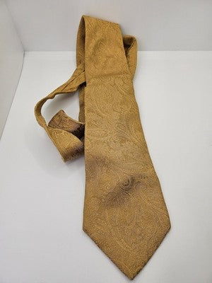 Duchamp London Silk Tie Mens Gold Paisley Textured Vtg Wedding Neck Tie Vintage Retro Formal