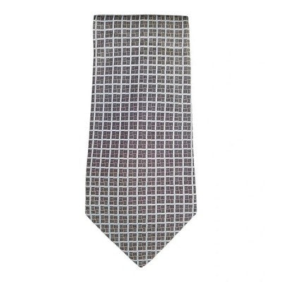 Tom James Grey and Blue Geometric Silk Tie Mens Vintage Retro Wedding Formal Designer Classic