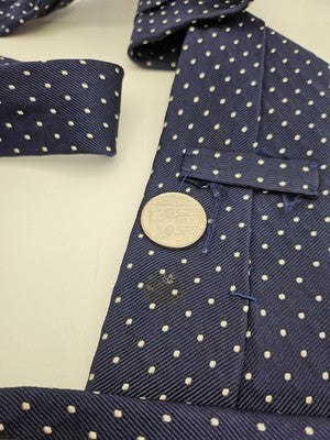 Polo Ralph Lauren Silk Tie Mens Blue White Polka Dot Vtg Wedding Neck Clearance Vintage Retro