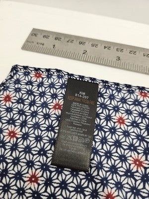 Mens Pocket Square Blue Geometric Vtg Wedding Handkerchief Polyester Hankie Silk Formal Suit