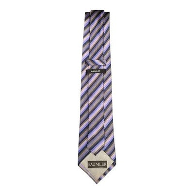 Baumler Purple and Navy Striped Silk Tie Mens Vintage Retro Wedding Formal Designer Classic