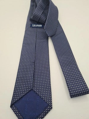 T.M Lewin Blue Pattern Mens Silk Tie Classic Designer Necktie Formal BX3 Vintage Retro Wedding