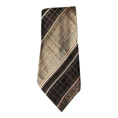 Andre Jacques Vintage Brown Striped Tie Mens Retro Wedding Formal Designer Classic Necktie