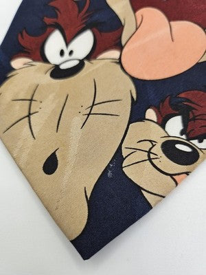 Looney Tunes Silk Tie Mens Blue Taz Tasmanian Devil Novelty Vtg Neck Clearance Vintage Retro