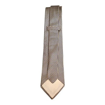 TM Lewin Pale Yellow and Navy Woven All Silk Tie Mens Vintage Retro Wedding Formal Designer