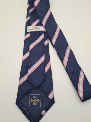 Hawes and Curtis Blue Pink Stripe Mens Silk Tie Classic Designer Necktie BX11 Vi Vintage Retro