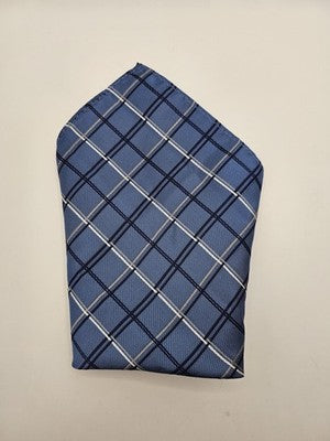 Mens Pocket Square Blue Vtg Retro Wedding Pre-Loved Vintage Poly 8''-10'' Silk Handkerchief