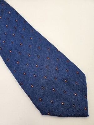 Aquascutum Silk Tie Mens Blue Paisley Teardrop Vtg Wedding Neck Tie Vintage Retro Formal