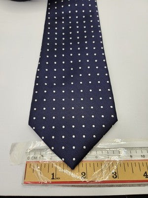 Hawes and Curtis Silk Tie Mens Navy Blue White Polka Dot Wedding Neck Tie Vintage Retro Formal