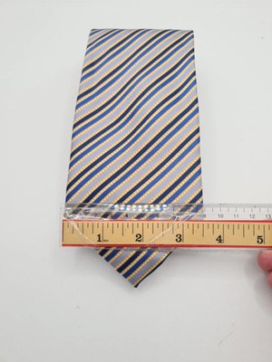 Saville Row Yellow Blue Stripe Mens Silk Tie Classic Designer Necktie BX11 Vinta Vintage Retro