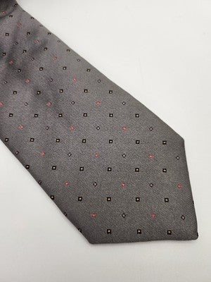 Thomas Pink Silk Tie Mens Grey Pink Geometric Diamond Spot Wedding Neck Tie Vintage Retro
