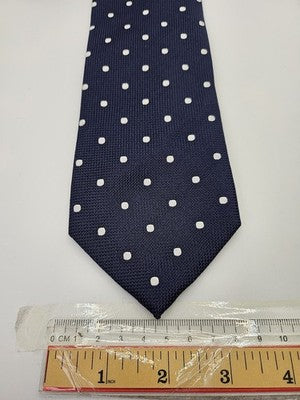 Charles Tyrwhitt Silk Tie Mens Navy Blue White Polka Dot Wedding Neck Tie Vintage Retro Formal