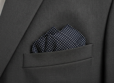 Red Herring Pocket Square Mens Blue Polka Dot Vtg Wedding Handkerchief Silk Formal Suit Vintage