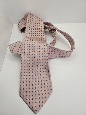 Ermenegildo Zegna Silk Tie Mens Pink Blue Geometric Spots Wedding Clearance Vintage Retro