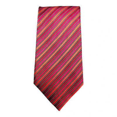 The Savile Row Red and Orange Striped Silk Tie Mens Vintage Retro Wedding Formal Designer