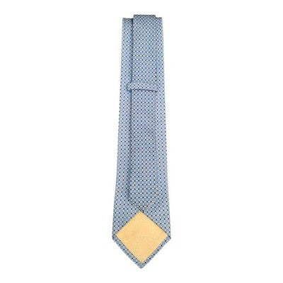 TM Lewin Pale Blue and Yellow Square Pattern All Silk Tie Mens Vintage Retro Wedding Formal