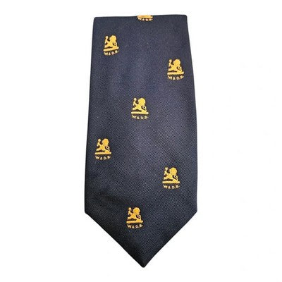 Ali Brook Navy Tie Gold Lions W and D.B Mens Vintage Retro Wedding Formal Designer Classic