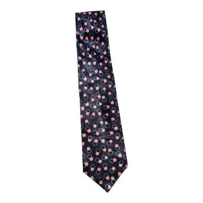 Marks and Spencer Navy Blue Circle Pattern Tie Mens Vintage Retro Wedding Formal Designer