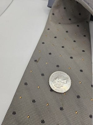 Tommy Hilfiger Silk Tie Mens Grey Beige Polka Dot Spots Vtg Wedding Clearance Vintage Retro