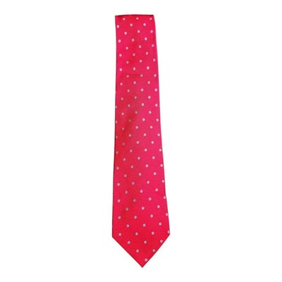 TM Lewin Red and Blue Silk Tie with Coffee Bean Style Motif Mens Vintage Retro Wedding Formal