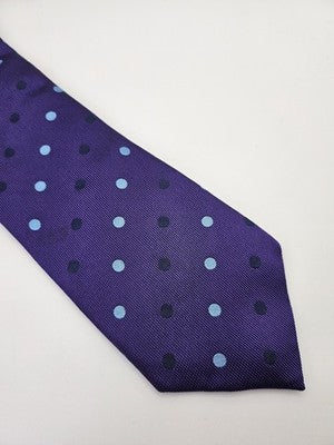 Charles Tyrwhitt Silk Tie Mens Purple Blue Polka Dot Spot Wedding Neck Tie Vintage Retro Formal