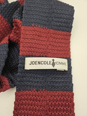 Joencole Homme Skinny Knitted Red Tie Men Striped Square End Necktie Mod Mens Vintage Retro