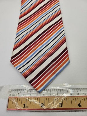 Ted Baker Silk Tie Mens Multicoloured Striped Retro Wedding Neck Tie Vintage Formal Designer