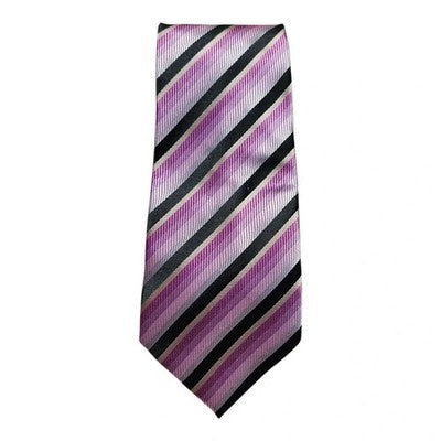 Rael Brook Purple and Black Striped Tie Mens Vintage Retro Wedding Formal Designer Classic