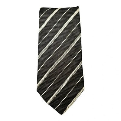 Austin Reed Black and Grey Striped Tie Mens Vintage Retro Wedding Formal Designer Classic