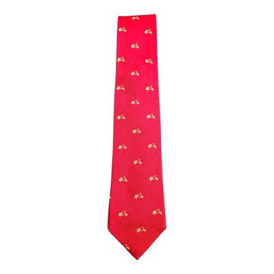 TM Lewin Red Silk Tie with Yellow Scooter Motif Mens Vintage Retro Wedding Formal Designer